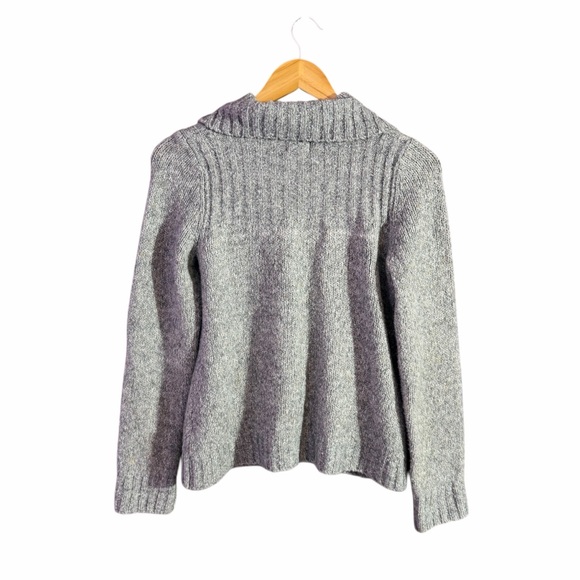 L.L. Bean Grey Wool Blend Button Front Sweater Size Small - Picture 4 of 6